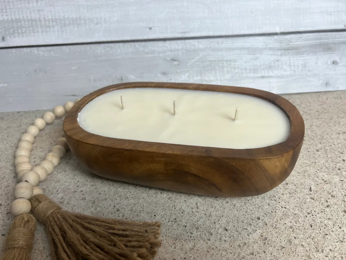 3 Wick Oval Boho or Farmhouse Bowl