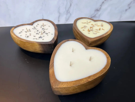 3 Wick Heart Boho or Farmhouse Bowl