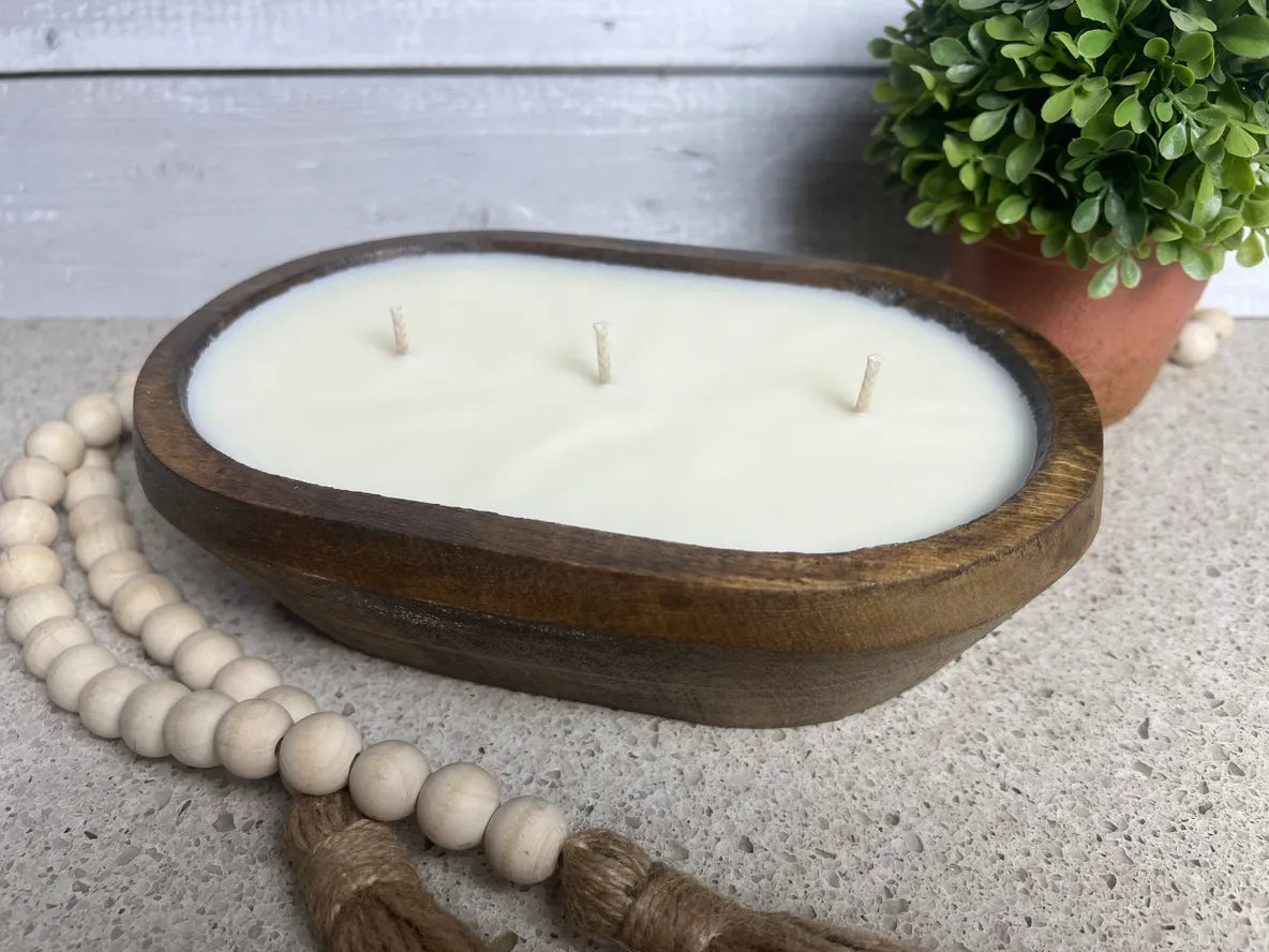 3 Wick Oval Boho or Farmhouse Bowl