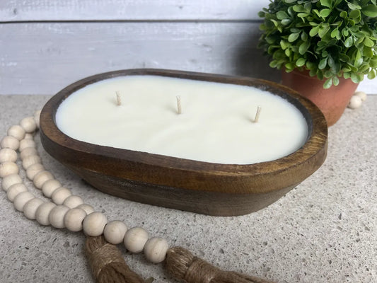 3 Wick Oval Boho or Farmhouse Bowl