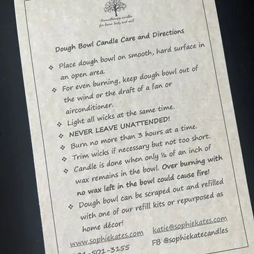 The care and safety of your dough bowl or block is very important to us.