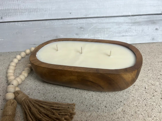 3 Wick Oval Boho or Farmhouse Bowl